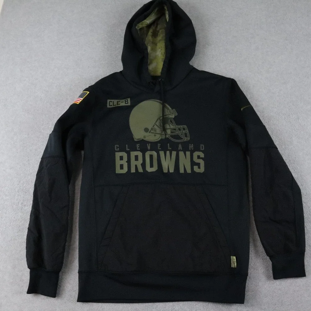Cleveland Browns Hoodie Mens Small Nike Dri-Fit‎ NFL Onfield Sweatshirt Black